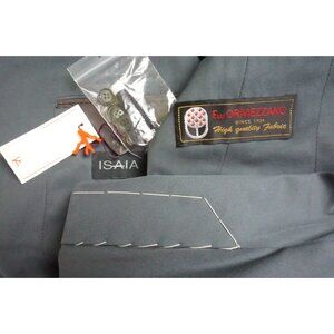 Isaia Napoli 100% Cotton Solid Gray 2 Pc Suit Jacket Pants 40R NEW